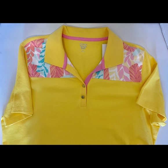 Ladies Pull Over Polo Top Kim Rogers Perfectly Soft Yellow Cotton Size XL - Picture 5 of 13